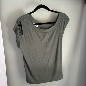 LNA Asymmetrical Ribbed Short Sleeve top